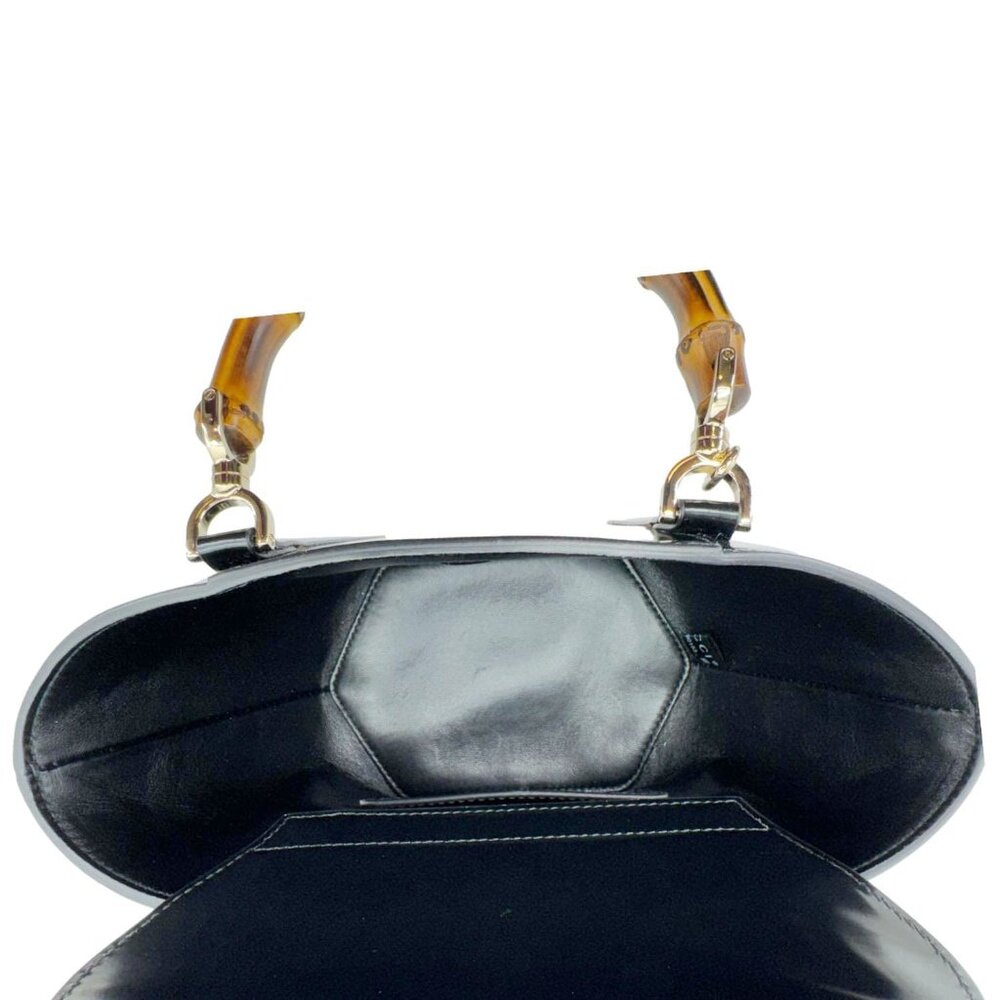 Gucci  Bamboo Top Handle Mini Leather Tote Bag Black 805832 - Picture 12 of 16